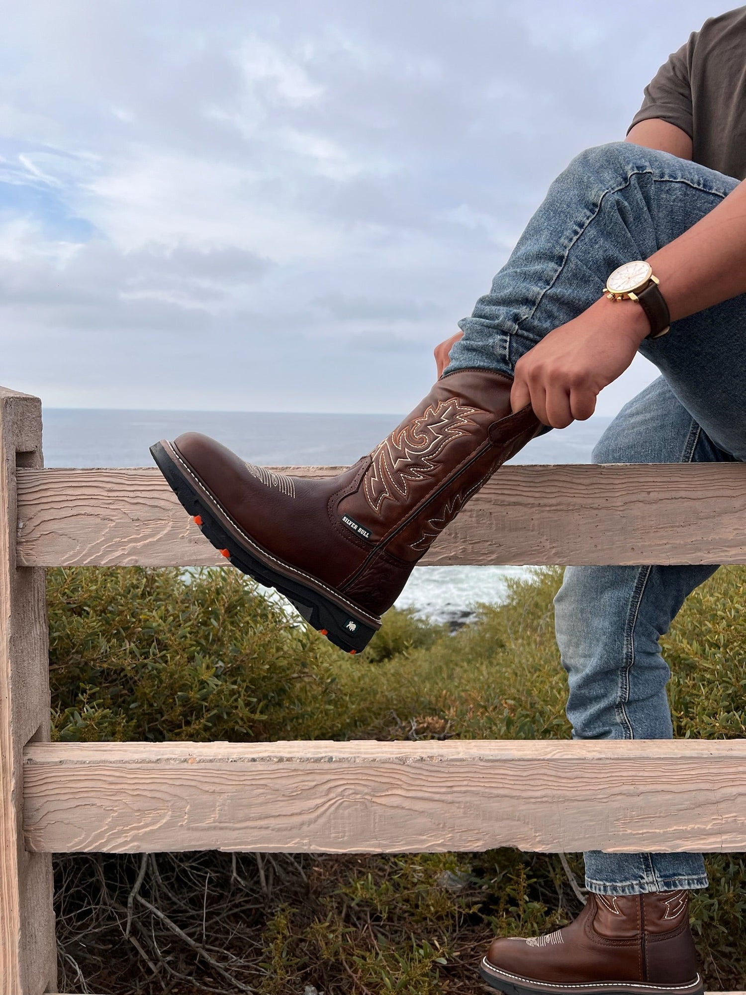 Silver Bull Model SB-5059 Dark Brown Square Toe Work Boot Goodyear Welt Construction