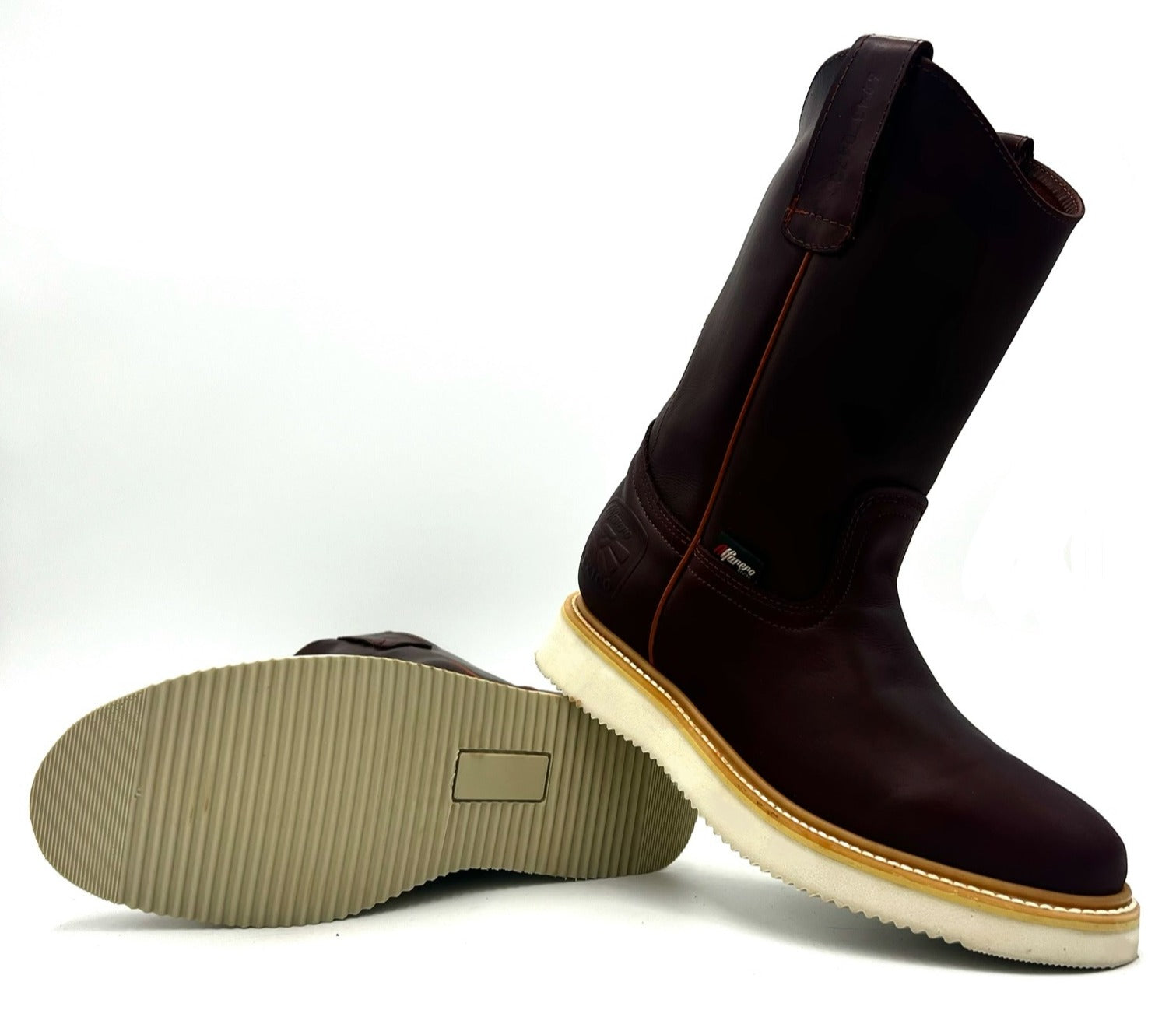 AO-470 Burgundy Shedron Roper Work Boot Wedge Sole image 2