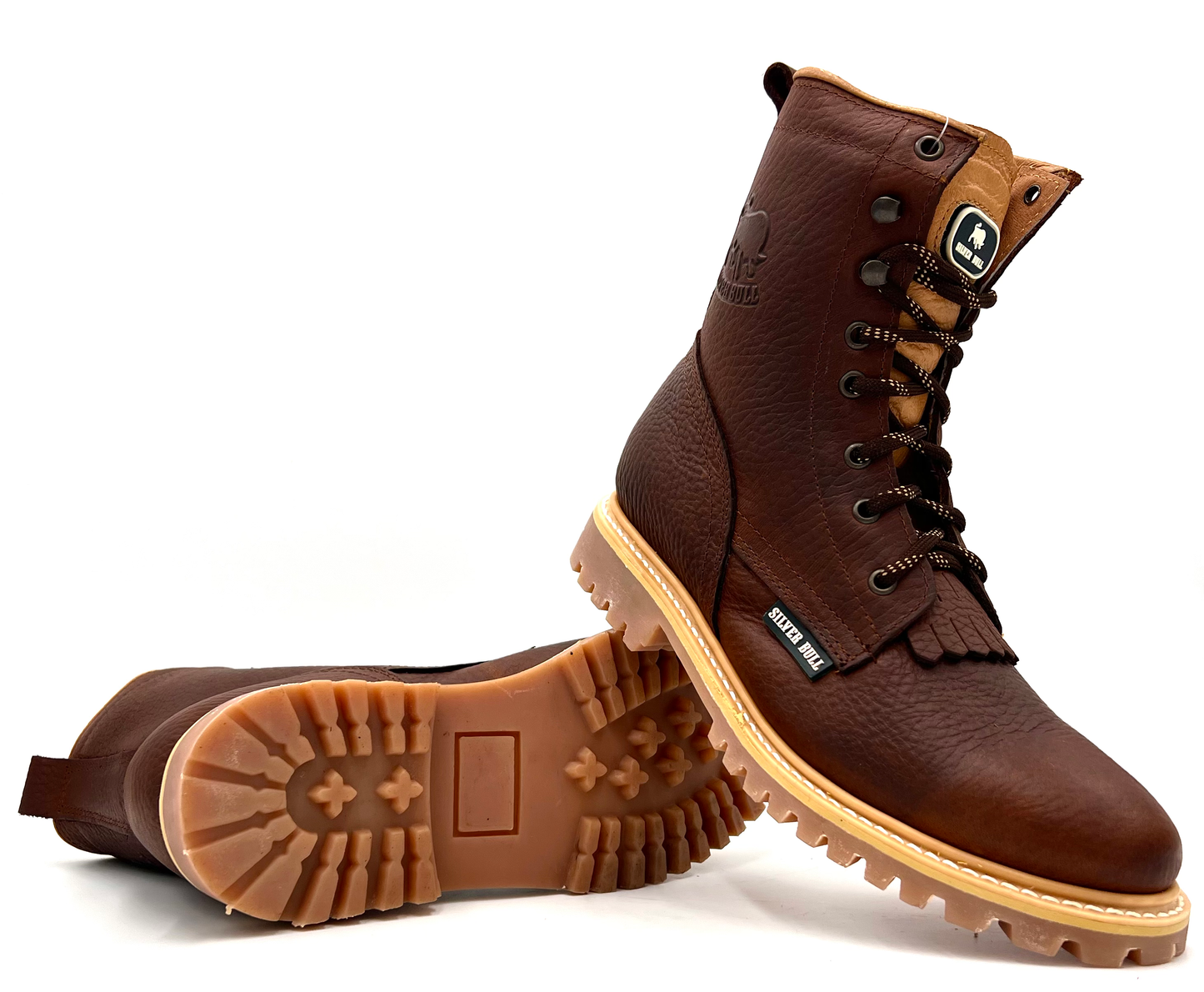 SB-505 Ocher Brown Lacer Work Boot Rubber Traction Sole image 2