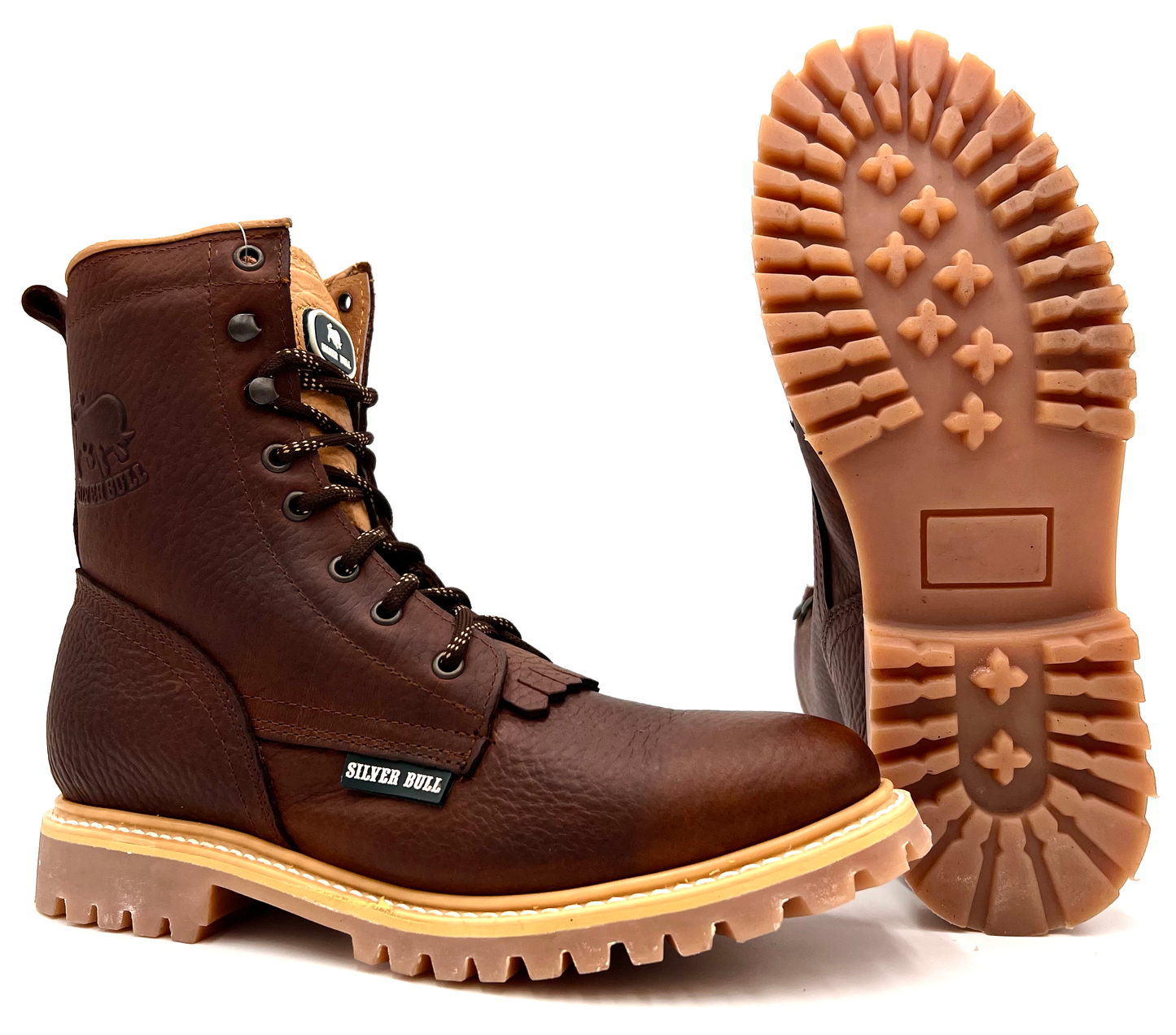 SB-505 Ocher Brown Lacer Work Boot Rubber Traction Sole image 1