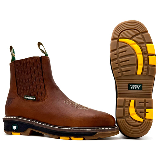 Fuerbo 3076 brown square toe rodeo work boot with Goodyear welt dual density outsole
