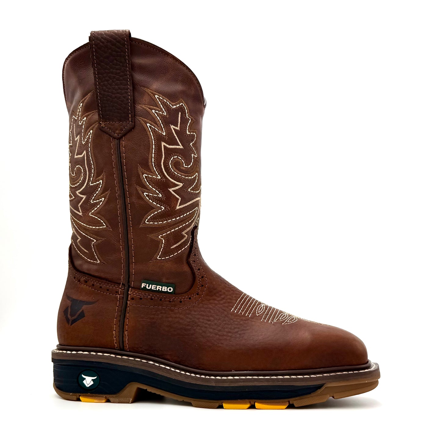 Fuerbo 5061 Ocre Brown square toe slip-on work boot side profile